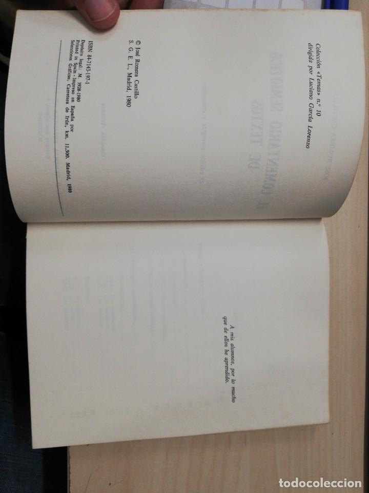 Libros: EL COMENTARIO SEMI&Oacute;TICO DE TEXTOS. JOS&Eacute; ROMERA CASTILLO. 1980 - Foto 2