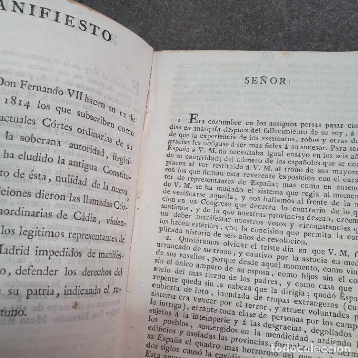 Libros: Manifiesto de los Persas. Imprenta Collado 1814.PRIMERA ED. - Foto 3