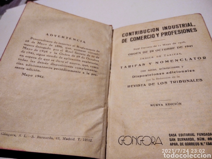Libros: Libro contribuci&oacute;n industrial 1942 G&oacute;ngora - Foto 5