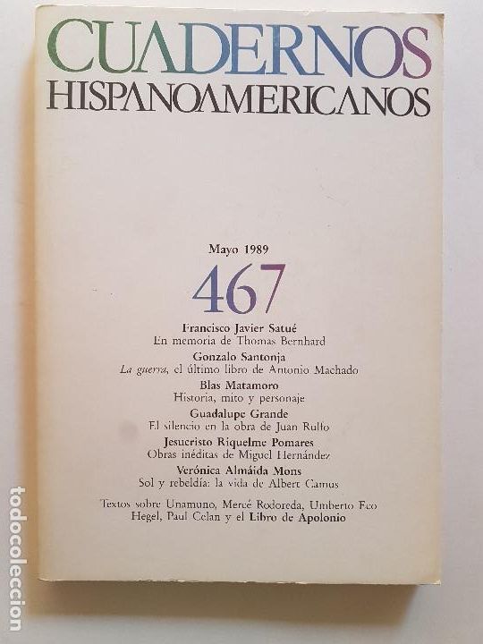 Libros: CUADERNOS HISPANOAMERICANOS - N&ordm; 467 - MAYO 1989 - Foto 1