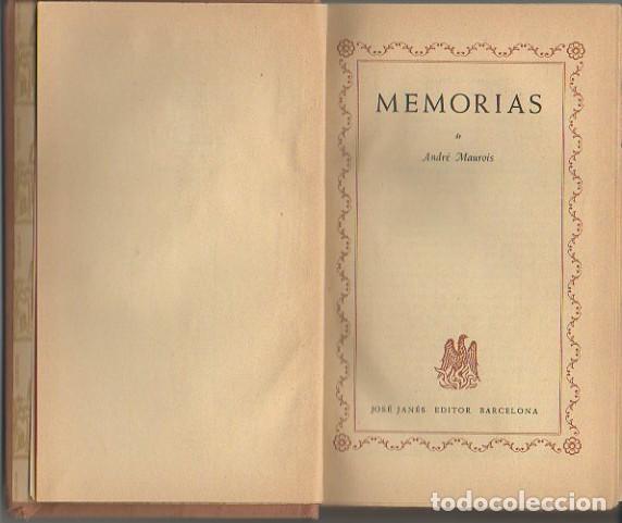 Libros: MEMORIAS. - MAUROIS, Andr&eacute;. - Foto 1
