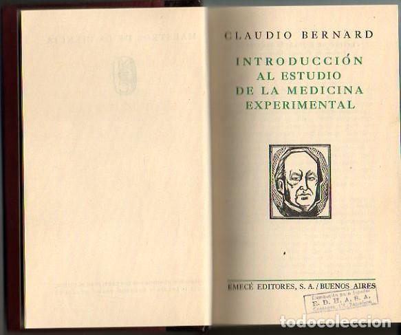 Libros: INTRODUCCION AL ESTUDIO DE LA MEDICINA EXPERIMENTAL. - BERNARD, Claudio. - Foto 1
