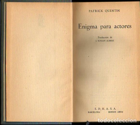 Libros: ENIGMA PARA ACTORES. - QUENTIN, Patrick. - Foto 1