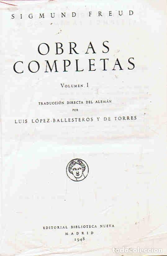Libros: OBRAS COMPLETAS. Vol. I (de 2) - Freud. Sigmund - Foto 1