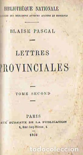 Libros: LETTRES PROVINCIALES. 2 Tomos - Pascal. Blaise - Foto 3