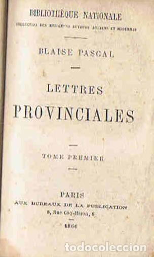 Libros: LETTRES PROVINCIALES. 2 Tomos - Pascal. Blaise - Foto 1