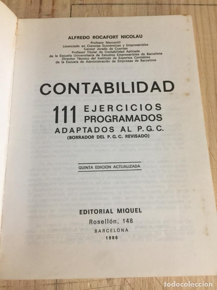 Libros: Contabilidad 111 ejercicios programados adaptados al P.G.C. - Alfredo Rocafort - Foto 5