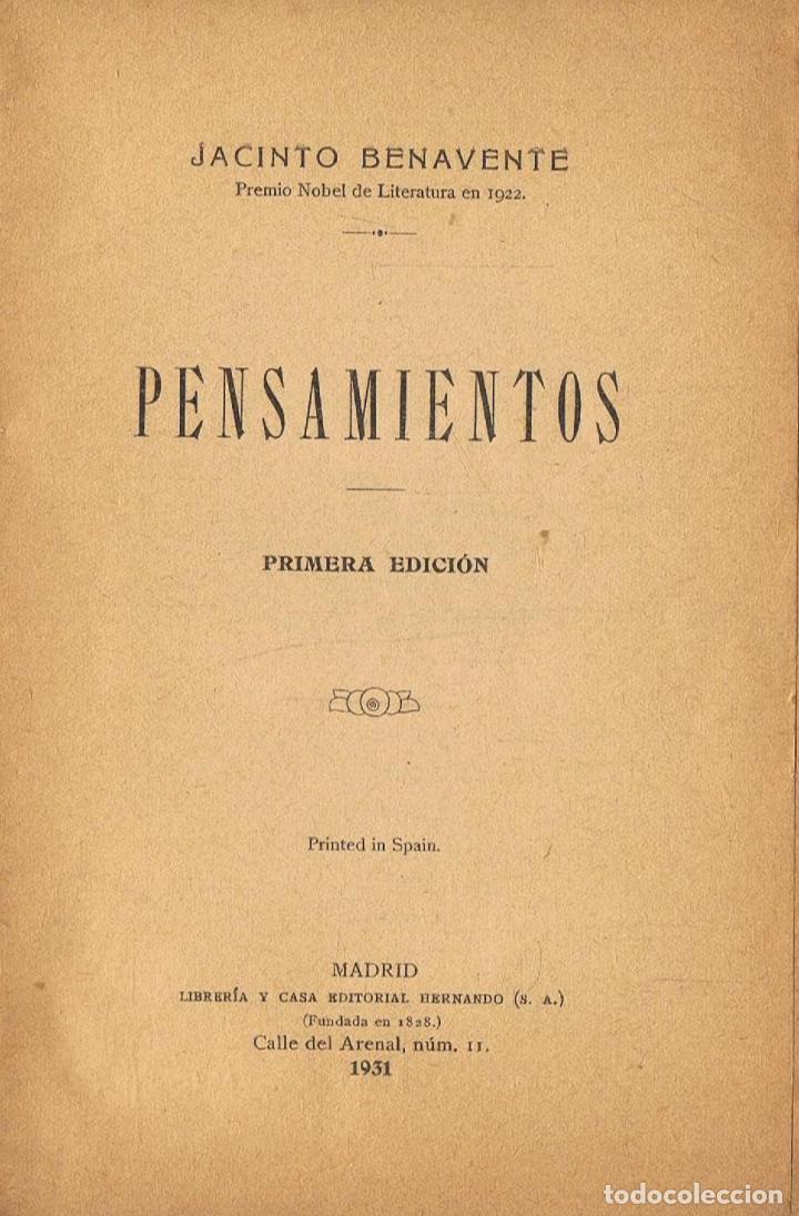 Libros: Benavente. Jacinto - PENSAMIENTOS - Foto 1