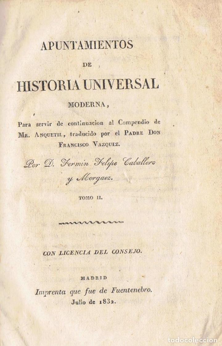 Libros: Caballero y Morgaez. Fermin Felipe - APUNTAMIENTOS DE HISTORIA UNIVERSAL MODERNA. Tomo II ( de 2) P
