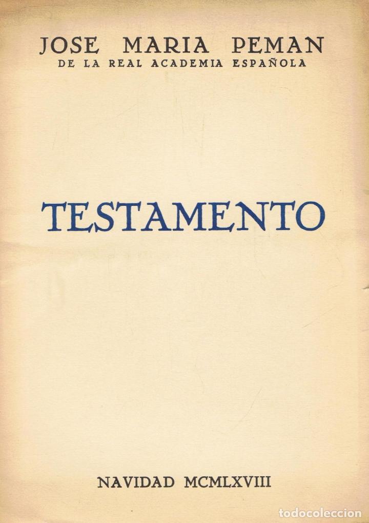 Libros: Pem&Atilde;&iexcl;n. Jos&Atilde;&copy; Mar&Atilde;&shy;a - TESTAMENTO. Poes&Atilde;&shy;a - Foto 1