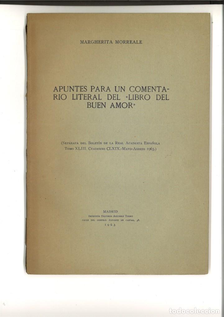 Livros em segunda m&atilde;o: APUNTES PARA UN COMENTARIO LITERAL DEL LIBRO DEL BUEN AMOR. Margueritha Morreale