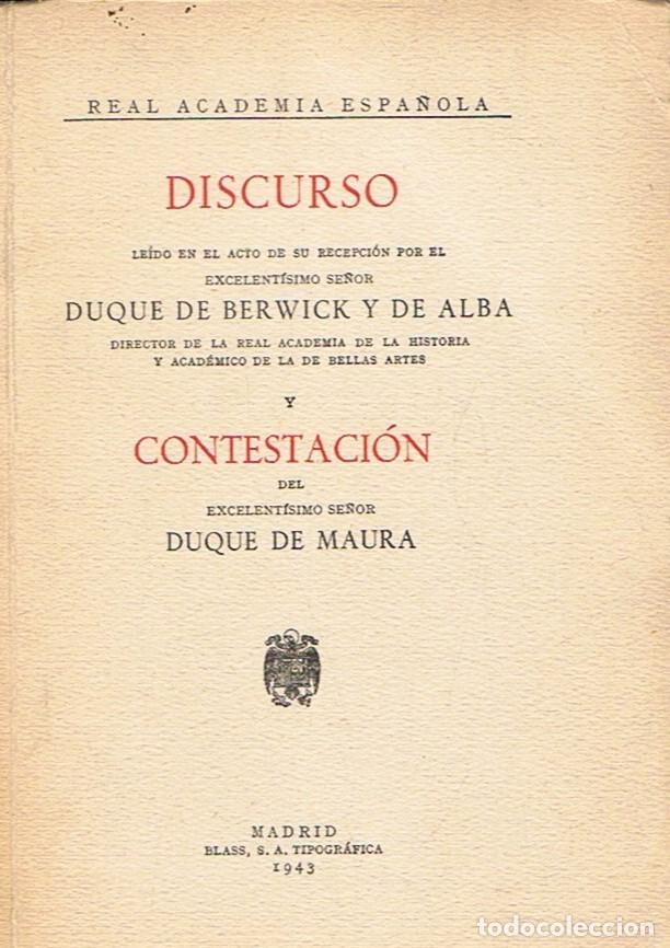 Libros: Discurso. LOS MECENAZGOS ILUSTRES. - Berwick y de Alba. Duque de, - Foto 1