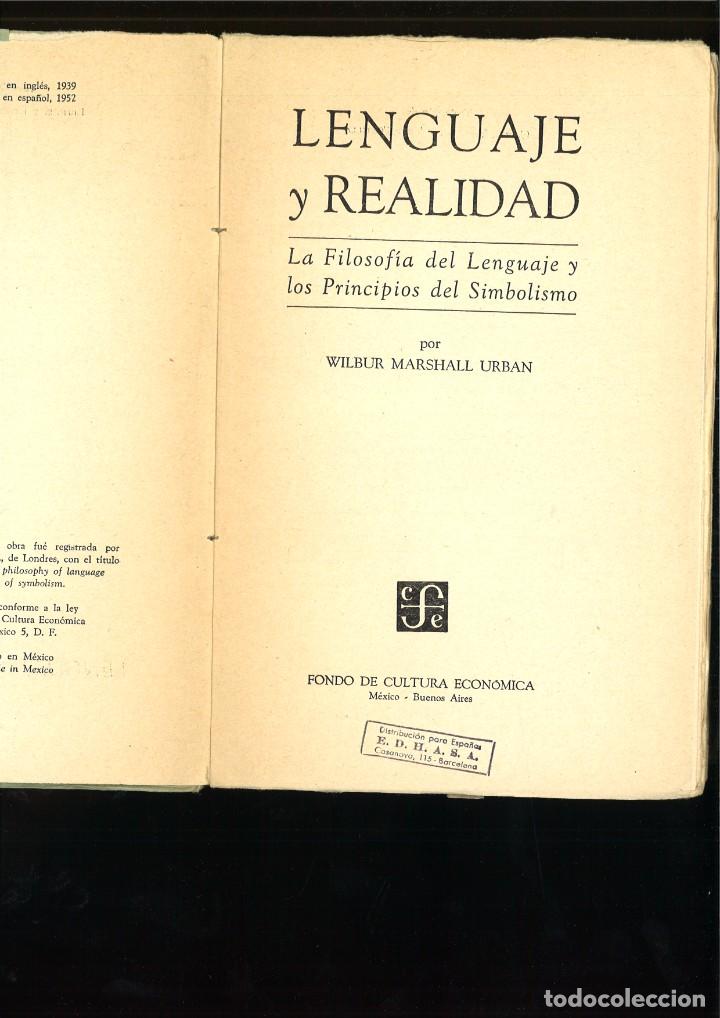 Libros: LENGUAJE Y REALIDAD. Wilbur Marshall Urban - Foto 2