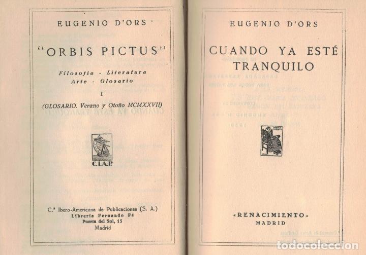 Libros: DOrs, Eugenio. - CUANDO YA EST&Atilde;� TRANQUILO. - Foto 1