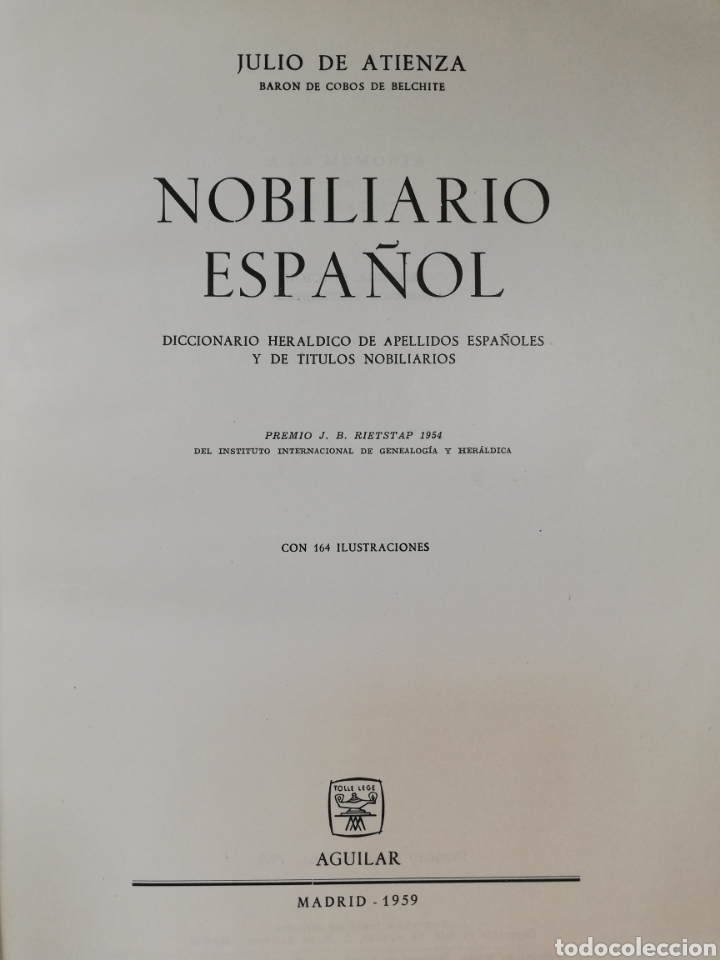 Libros: Nobiliari espa&ntilde;ol, de 1959 - Foto 1