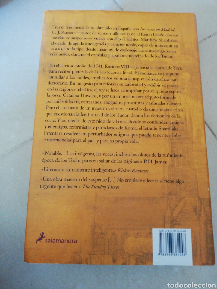 Libros: C. J. Sanson &rdquo; soberano&rdquo; editorial salamandra - Foto 2