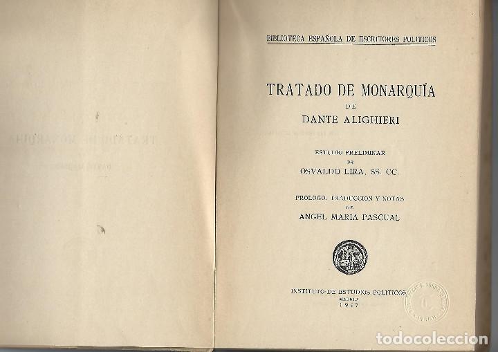 Libros: ALIGHIERI, Dante.- - Tratado de monarquia. - Foto 2