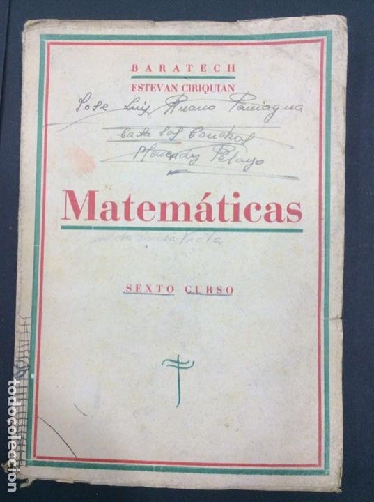Libros: Matem&aacute;ticas, sexto curso (1949). Baratech y Estevan Ciriquian - Foto 1