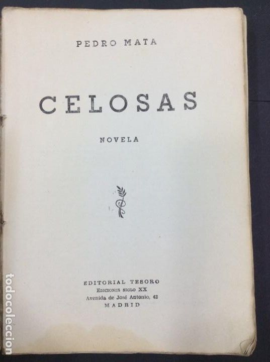 Libros: Celosas. Pedro Mata. Ed tesoro. 1949 - Foto 1
