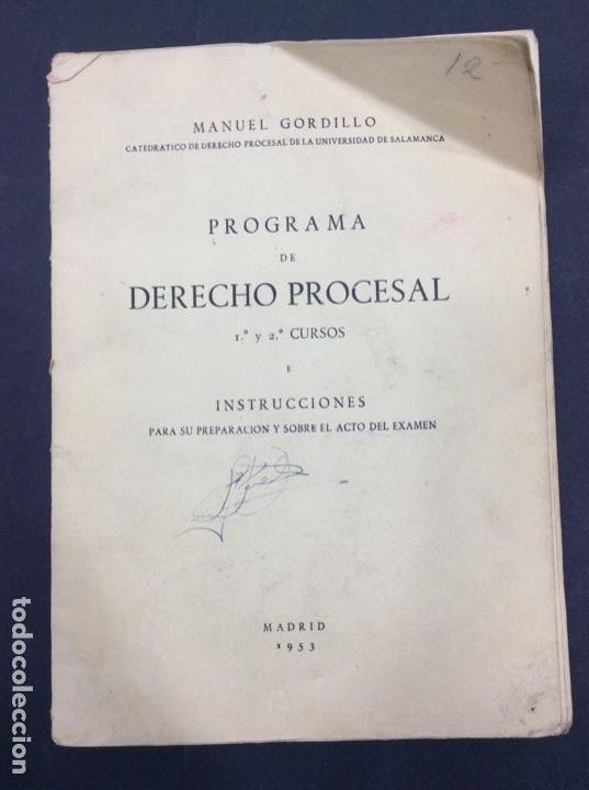 Libros: Programa de derecho profesional. 1&ordm; y 2&ordm; cursos. Manuel Gordillo. Madrid 1953 - Foto 1
