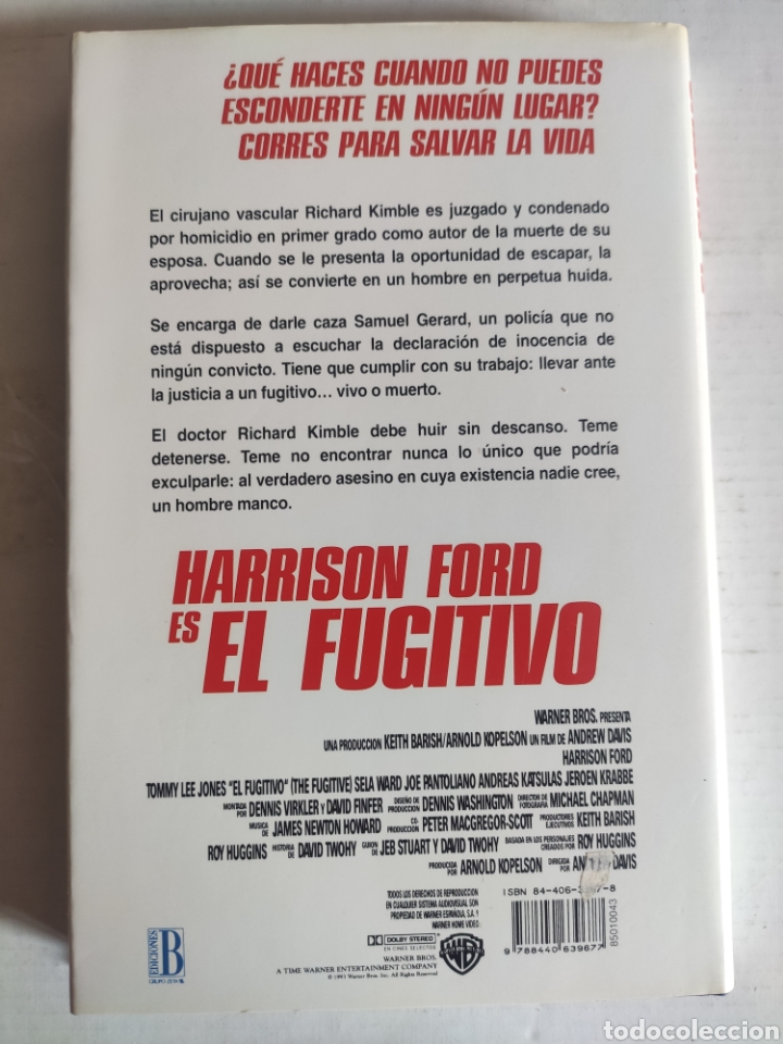 Libros: El Fugitivo. J.M. Dillard. TAPAS DURAS. - Foto 2