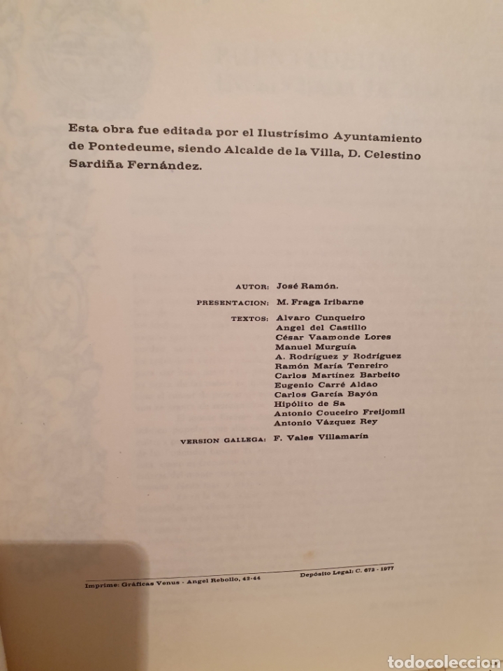 Libros: AYUNTAMIENTO DE PONTEDEUME, JOSE RAMON. 1977. - Foto 2