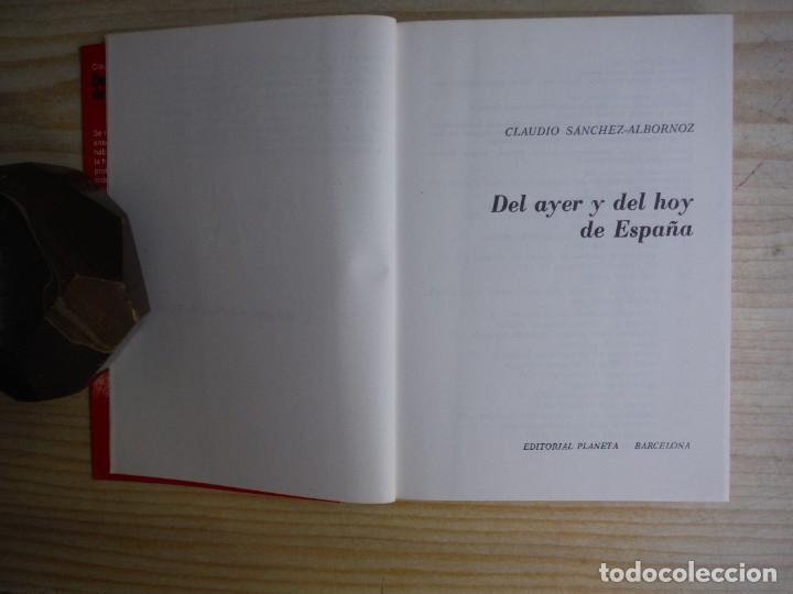 Libros: SANCHEZ ALBORNOZ, Claudio. - DEL AYER Y DEL HOY DE ESPA&Ntilde;A - Foto 2