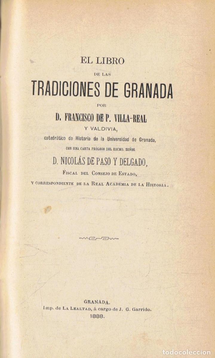 Libros: Villa-Real y Valdivia. Francisco de P - EL LIBRO DE LAS TRADICIONES DE GRANADA - Foto 1