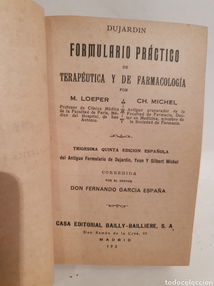 Libros: FORMULARIO DUJARDIN. BAILLY BAILLIERE. MADRID 1950. - Foto 5