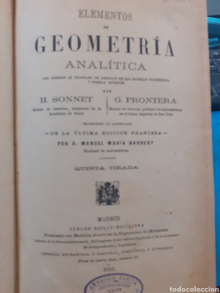 Libros: ELEMENTOS DE GEOMETRIA ANALITICA - SONNET,H. y FRONTERA,G. - Foto 1