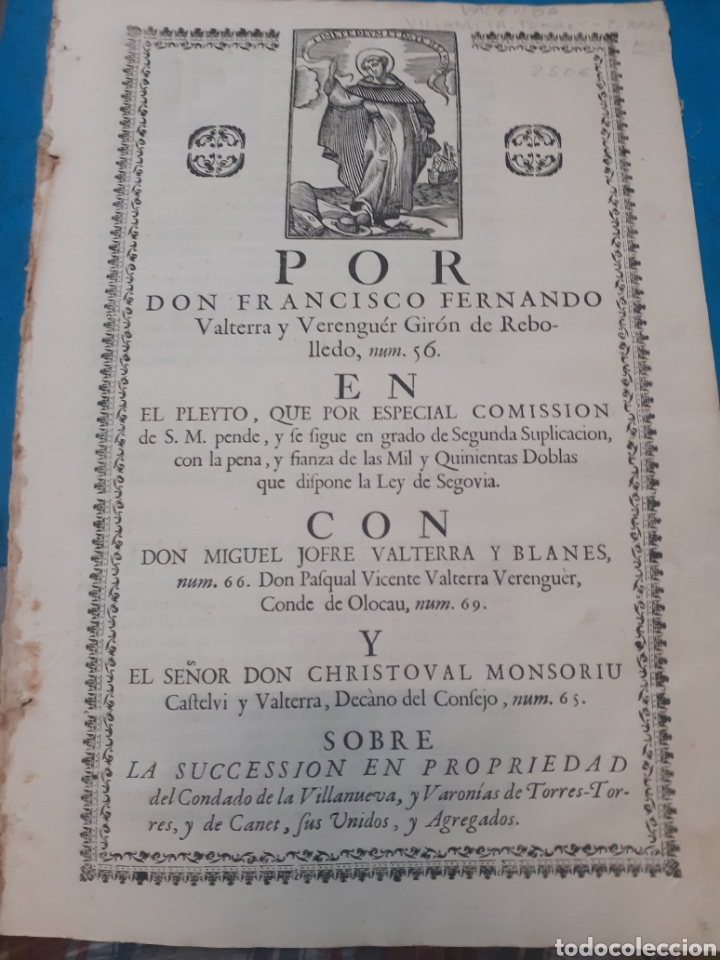 Livros em segunda m&atilde;o: POR DON FRANCISCO FERNANDO VALTERRA Y VERENGUER GIRON DE REBOLLEDO EN PLEYTO,QUE POR ESPECIAL COMISS