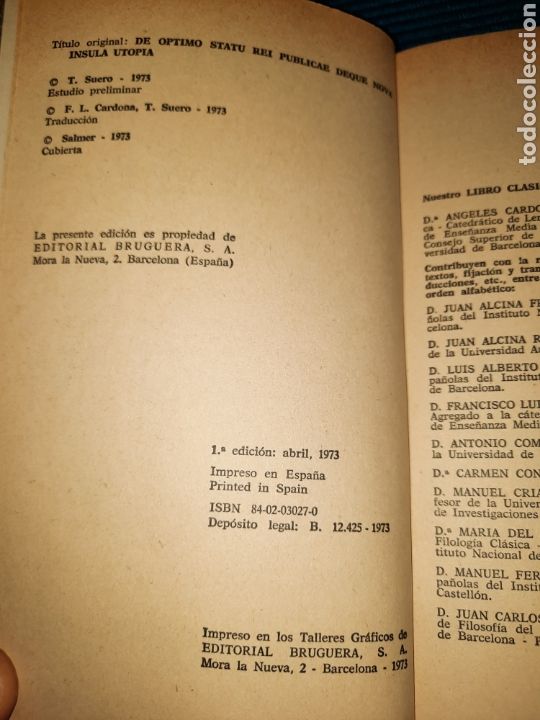 Libros: TOM&Aacute;S MORO, UTOP&Iacute;A. BRUGUERA - Foto 2