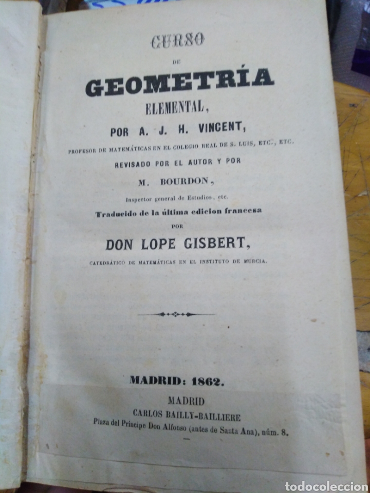 Libros: CURSO DE GEOMETRIA ELEMENTAL - VINCENT,A.J.H. - Foto 1