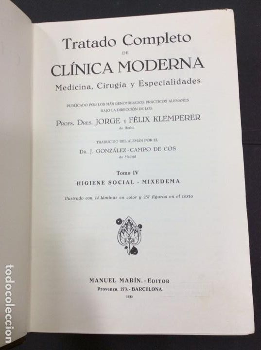 B&uuml;cher: Tratado completo de cl&iacute;nica moderna. Medicina, cirug&iacute;a y especialidades. Tomo IV: higiene social, mi