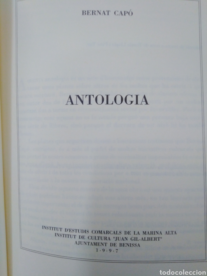 Libros: ANTOLOGIA - CAPO,Bernat. - Foto 2