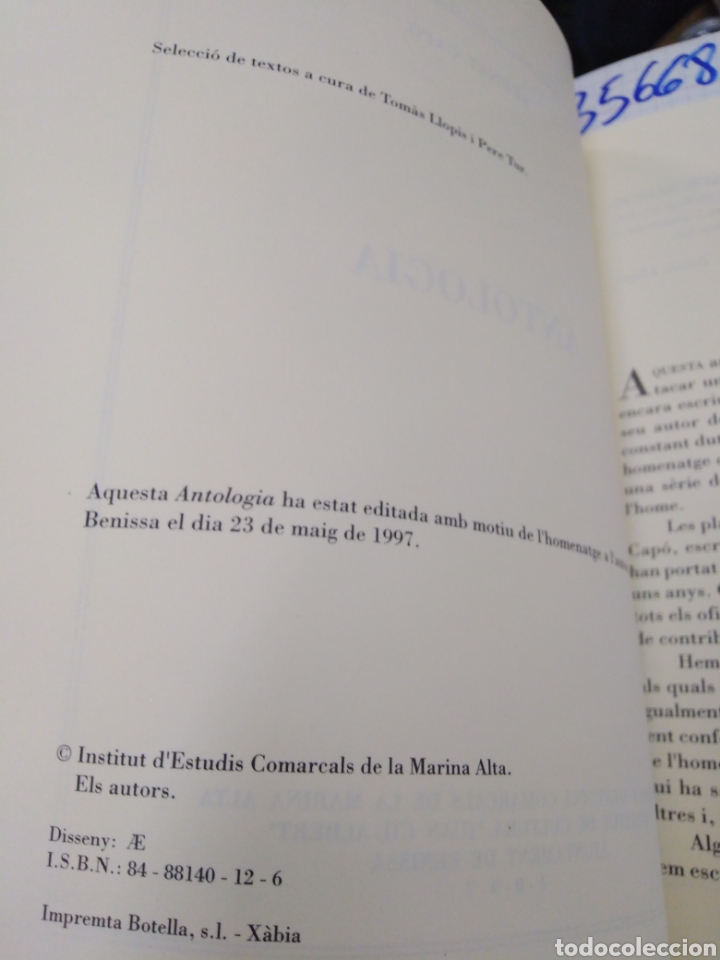 Libros: ANTOLOGIA - CAPO,Bernat. - Foto 3