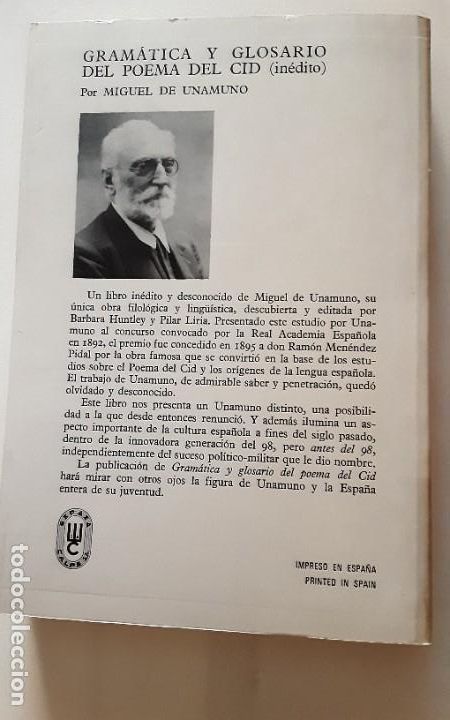 Libros: Gram&aacute;tica y glosario del poema del Cid - Miguel de Unamuno. - Foto 4