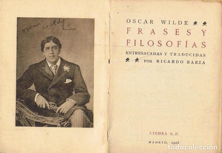 Libros: Wilde. Oscar, (1854 - 1900) - FRASES Y FILOSOF&Atilde;�AS - Foto 1