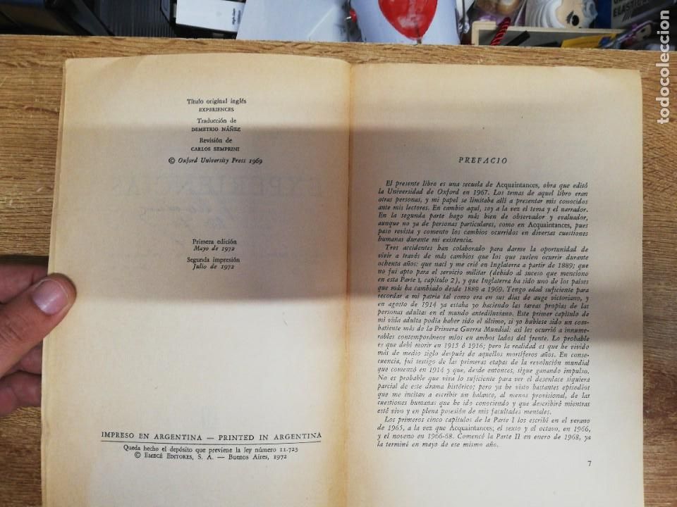 Libros: Experiencias. - TOYNBEE, Arnold J. EMEC&Eacute;, 1972 - Foto 3