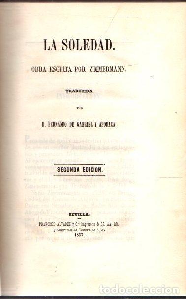 Libros: La soledad - Zimmermann - Foto 1