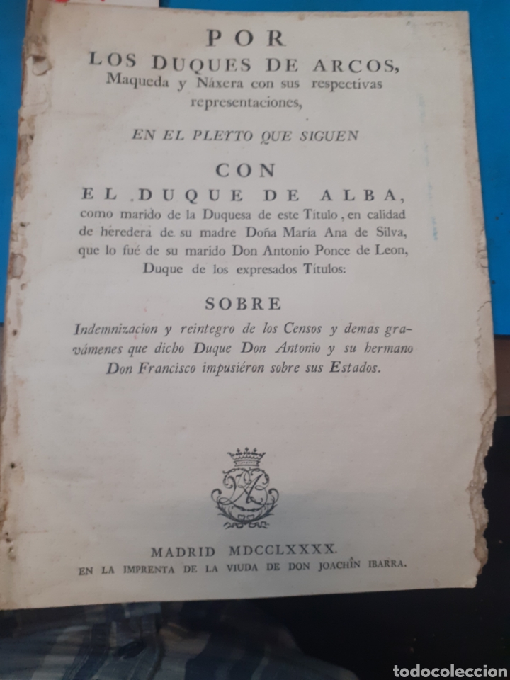 Libri di seconda mano: POR LOS DUQUES DE ARCOS,MAQUEDA Y NAXERA CON SUS RESPECTIVAS REPRESENTACIONES, EN EL PLEYTO QUE SIGU