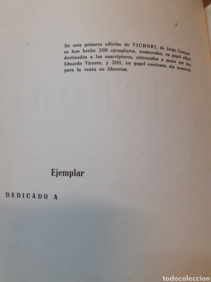 Libros: VICHORI. Dedicatoria autografa del autor - CAMPOS,Jorge - Foto 4
