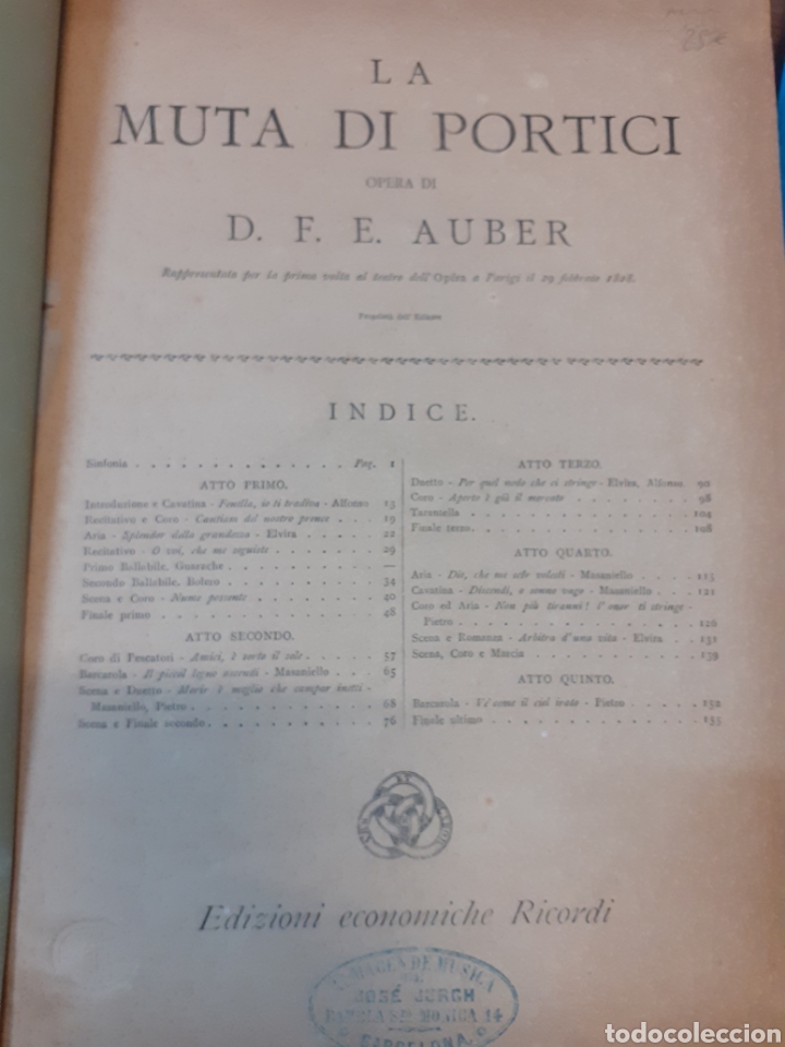 Libros: LA MUTA DI PORTICI. Opera. A&ntilde;o 1871 - AUBER,D.F.E.