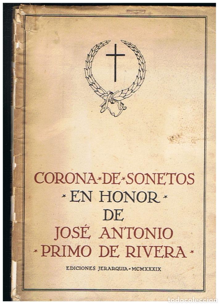 Libros: CORONA DE SONETOS EN HONOR DE JOS&Eacute; ANTONIO PRIMO DE RIVERA. - AA.VV. - Foto 1