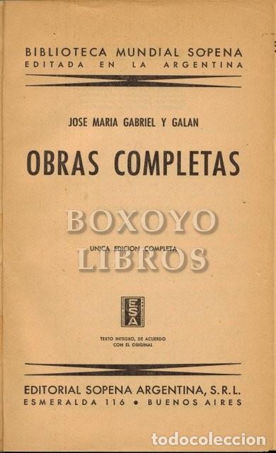 Libros: GABRIEL Y GALAN, Jos&eacute; Mar&iacute;a. Obras completas - Foto 2