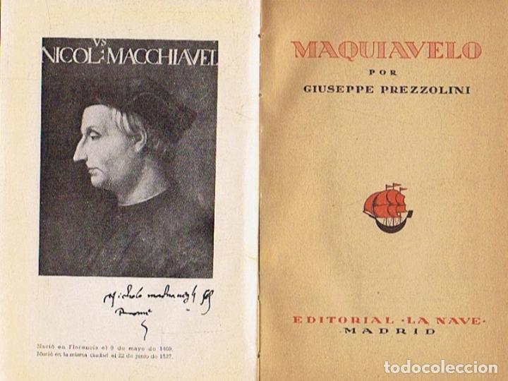 Libros: MAQUIAVELO. - Prezzolini. Giuseppe, - Foto 1