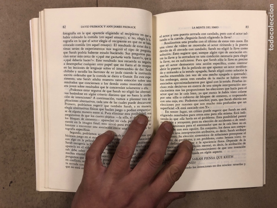 Libros: LA MENTE DEL SIMIO. DAVID PREMACK Y ANN JAMES PREMACK. EDITORIAL DEBATE 1988. - Foto 4