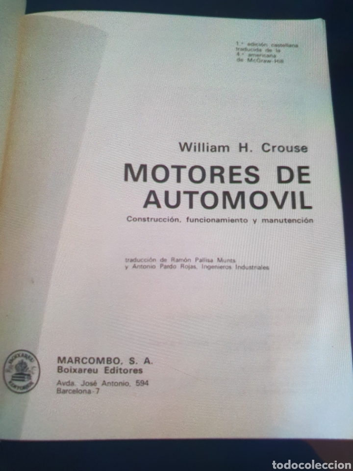 Libros: MOTORES DE AUTOMOVIL WILLIAM H.CROUSE MARCOMBO - Foto 2