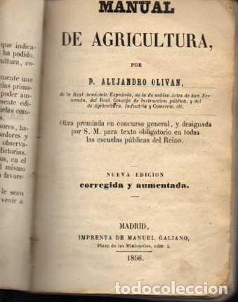 Libros: MANUAL DE AGRICULTURA. - OLIVAN, Alejandro. - Foto 1
