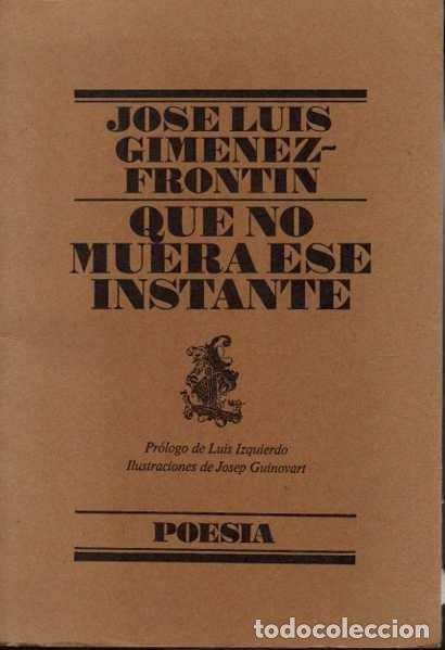 Libros: QUE NO MUERA ESE INSTANTE. - GIMENEZ-FRONTIN, Jos&eacute; Luis. - Foto 1